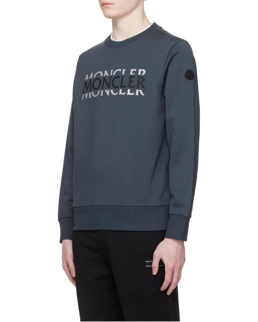 Moncler Black Branded Cotton Sweatshirt for men