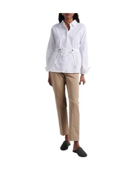 Max Mara White Solid-Color Long-Sleeved Shirt