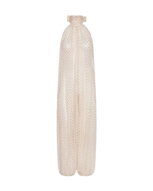 ROTATE BIRGER CHRISTENSEN White Halterneck Wide-Leg Jumpsuit
