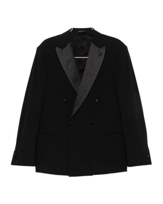 Giorgio Armani Black Double-Breasted Blazer for men