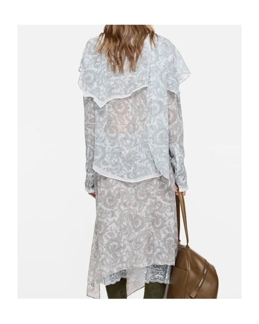 Acne Blue Silk Paisley Blouse
