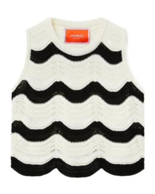 LaDoubleJ White La Doublej Chevron Sleeveless Top