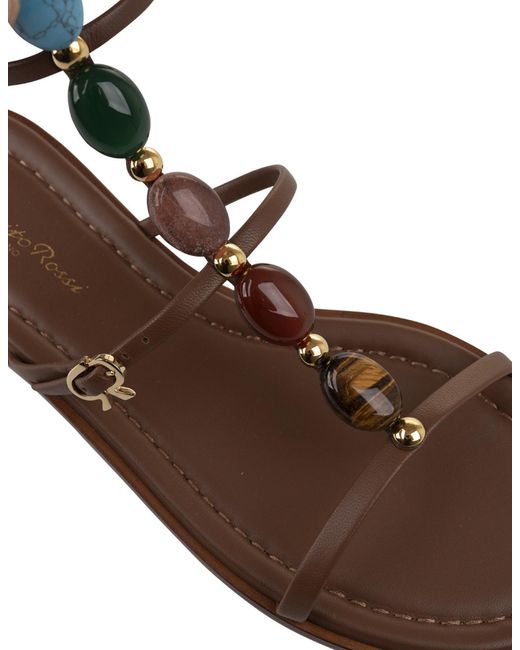 Gianvito Rossi Brown Shanti Embellished Flat Sandals