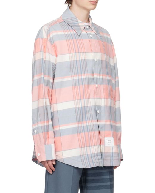 Thom Browne White Checked Long-Sleeved Shirt for men