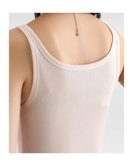Dolce & Gabbana Pink Logo Patch Jersey Top