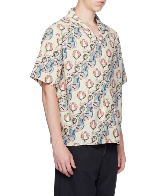 Maison Kitsuné White Graphic-Print Cotton Shirt for men