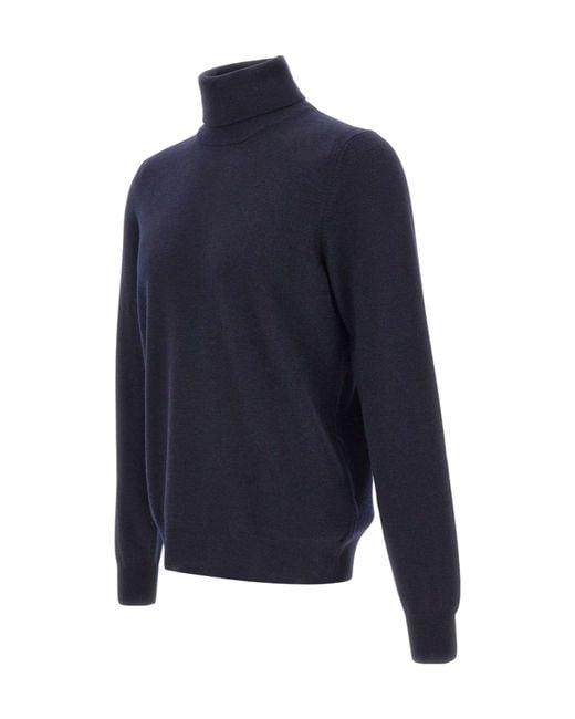 Gran Sasso Blue Ribbed-Knit Turtleneck Jumper for men