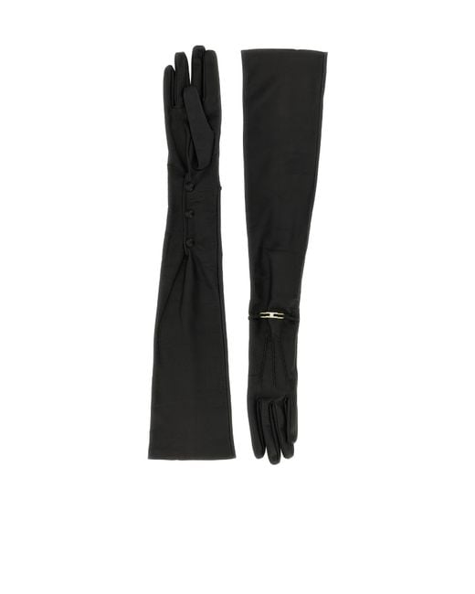 Elisabetta Franchi Black Five-Finger Gloves