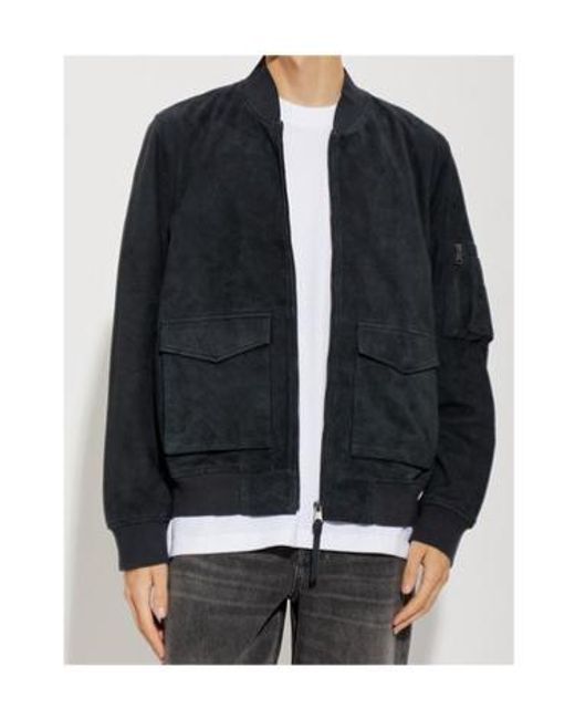 AllSaints Blue Suede Bomber Jacket for men