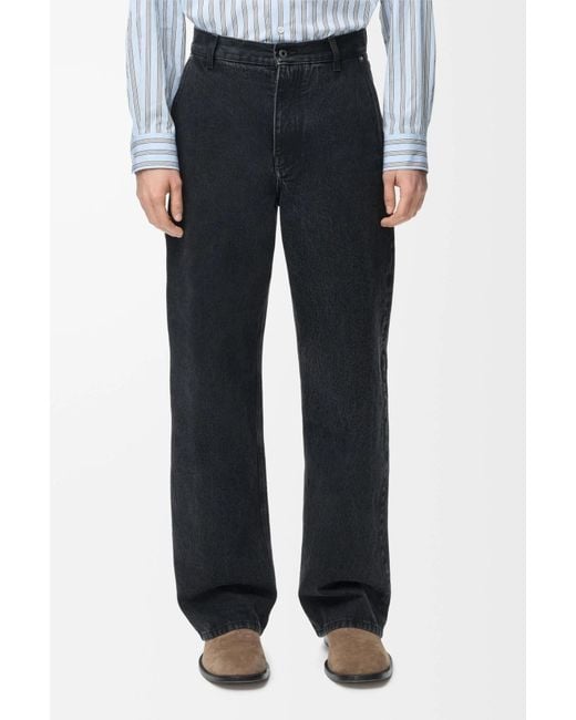 Loewe Blue Leather-Patch Straight-Leg Jeans for men