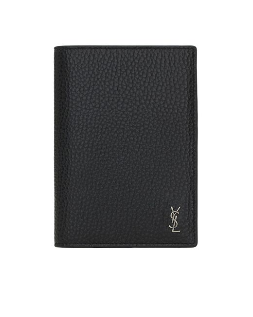 Saint Laurent Black Tiny Cassandre Passport Holder for men