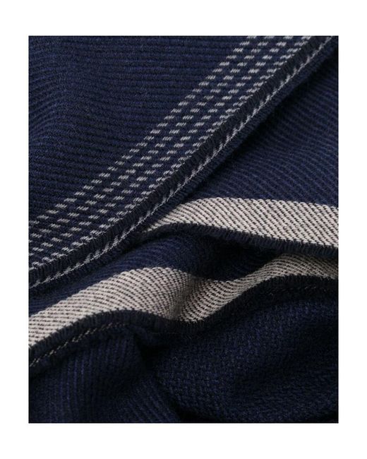 Brunello Cucinelli Blue Contrast-Trim Frayed Edge Scarf for men