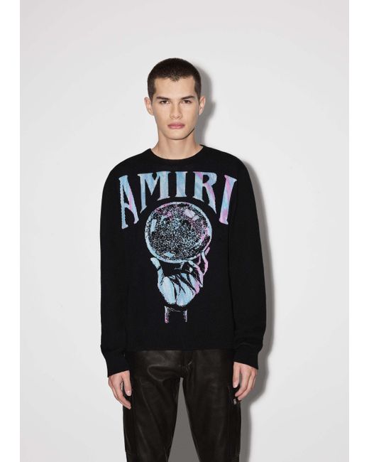 Amiri Black Logo-Print Crew Neck Jumper for men
