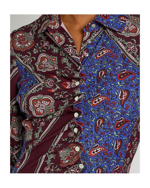 Rabanne Purple Patterned Jersey Midi Shirt Dress