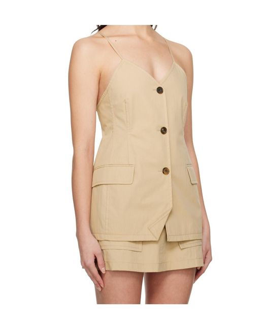Pushbutton Natural Button-Up Tank Top