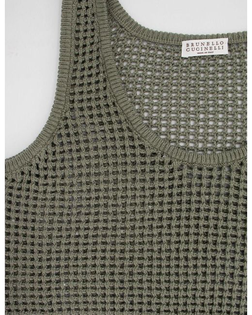 Brunello Cucinelli Green Sleeveless Knitted Tank Top