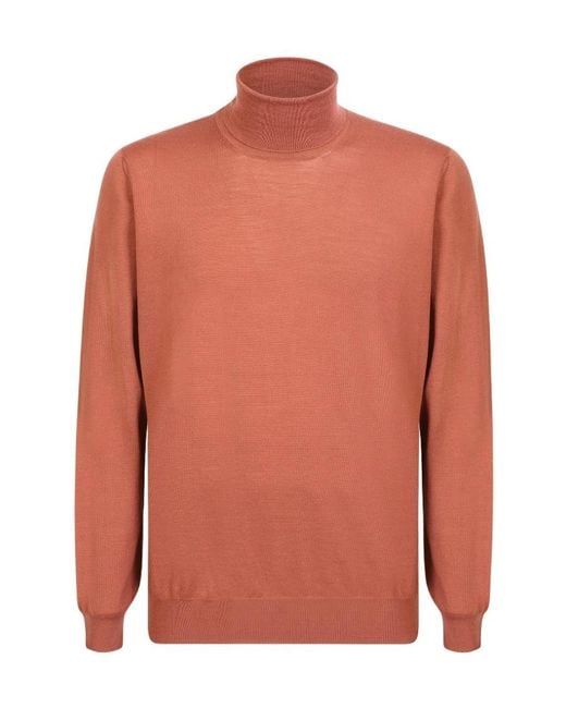 Lardini Orange Turtleneck Knitted Jumper for men