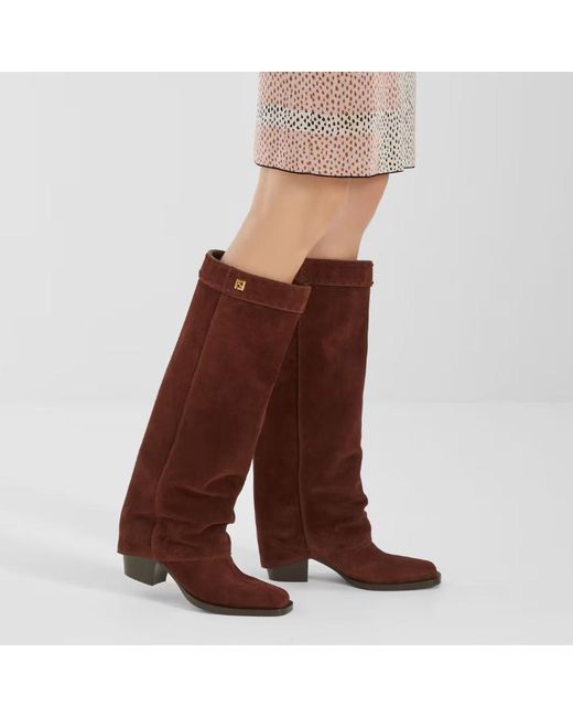 Fendi Brown Minerva Square-Toe Boots