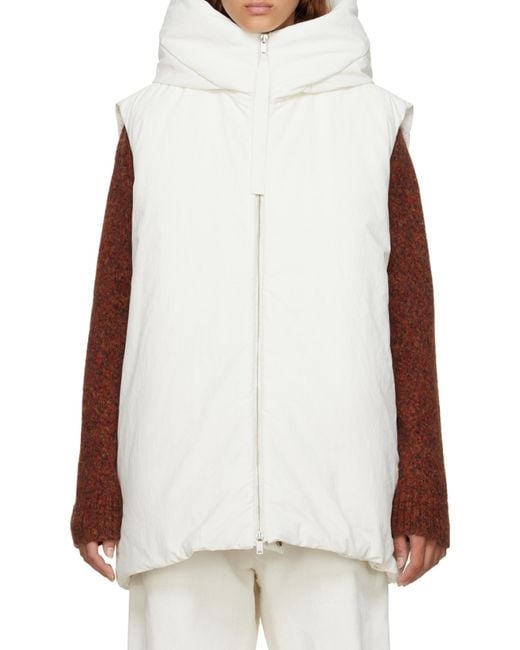 Jil Sander White Zippered Hooded Down Vest