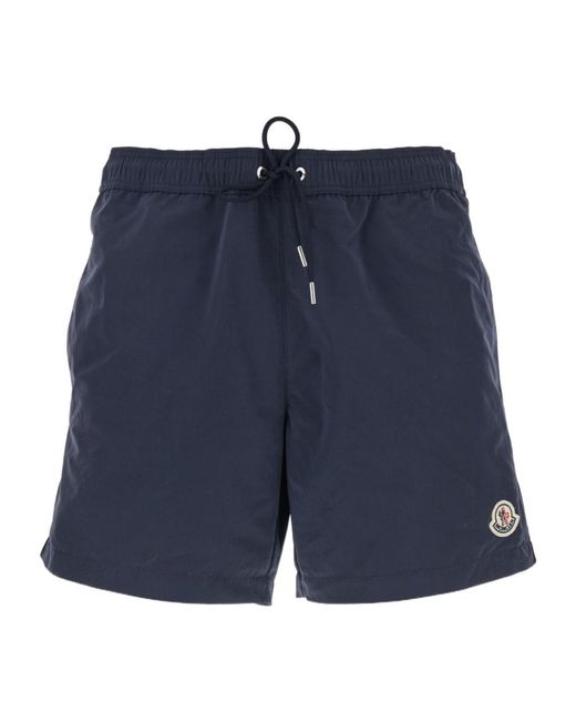 Moncler Blue Logo Patch Drawstring Swim Shorts for men