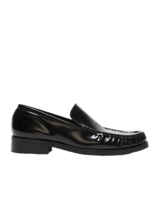 Acne Black Logo Detailed Round Toe Loafers for men