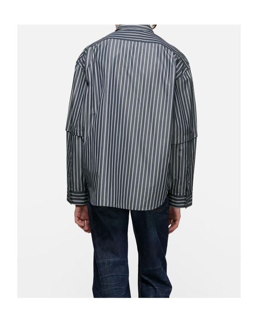 Acne Gray Striped Shirt for men