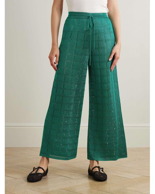 Calle Del Mar Green Casual Knitted Wide-Leg Pants