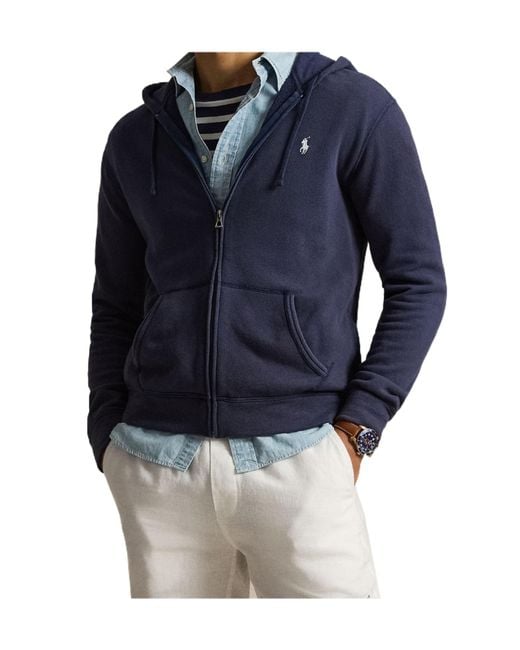 Polo Ralph Lauren Blue Pony Embroidered Zip-Up Hoodie for men