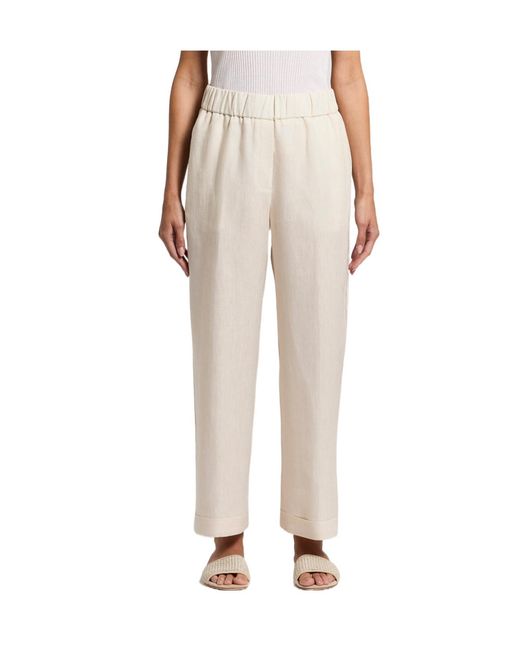 Peserico Natural Embellished Straight-Leg Pants
