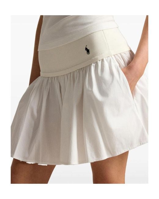 Polo Ralph Lauren White Lila Pleated A-Line Skirt