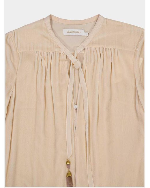 Zimmermann Natural Lyrical Tubular Tie Fastened Velvet Dress