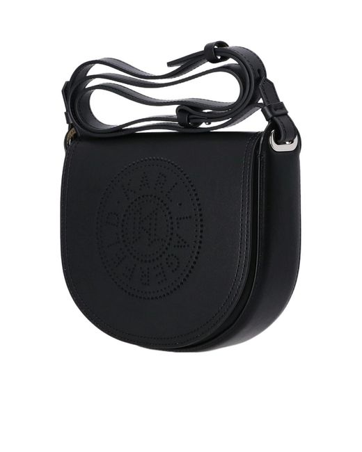 Karl Lagerfeld Black Logo Detailed Foldover Crossbody Bag