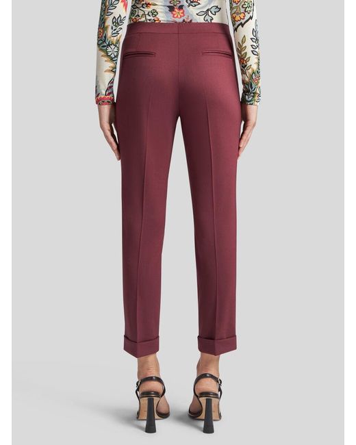 Etro Red Cropped Stretch Trousers