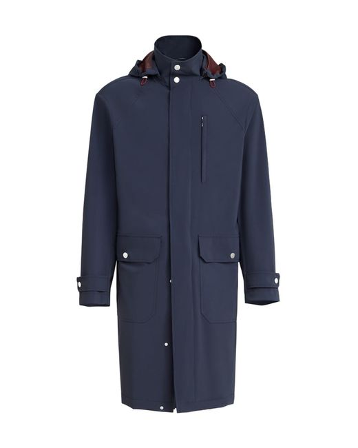 Brunello Cucinelli Blue Detachable-Hood Parka Coat for men
