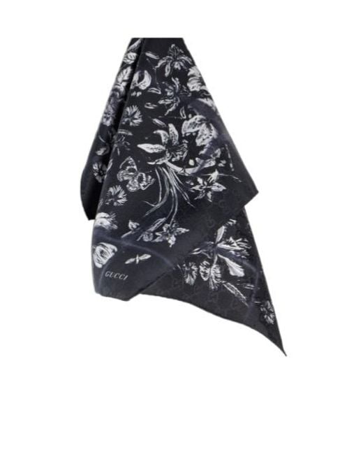 Gucci Black Cotton Silk Jacquard Pocket Square for men