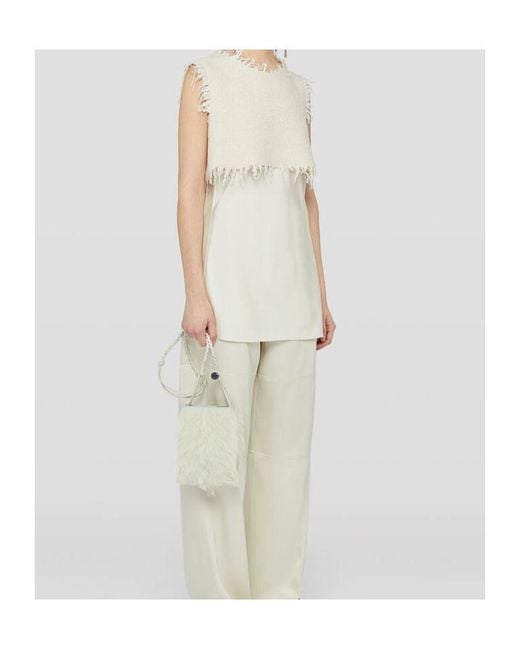 Jil Sander White Tangle Shearling Small Crossbody Bag