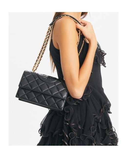 Tory Burch Black Small Fleming Convertible Shoulder Bag