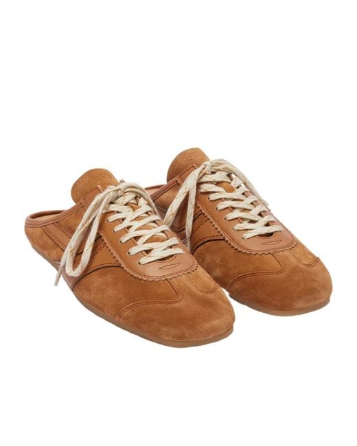 Dries Van Noten Brown Suede Sneaker Mules for men