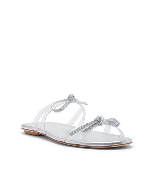 Stuart Weitzman White Bow-Tie Slippers