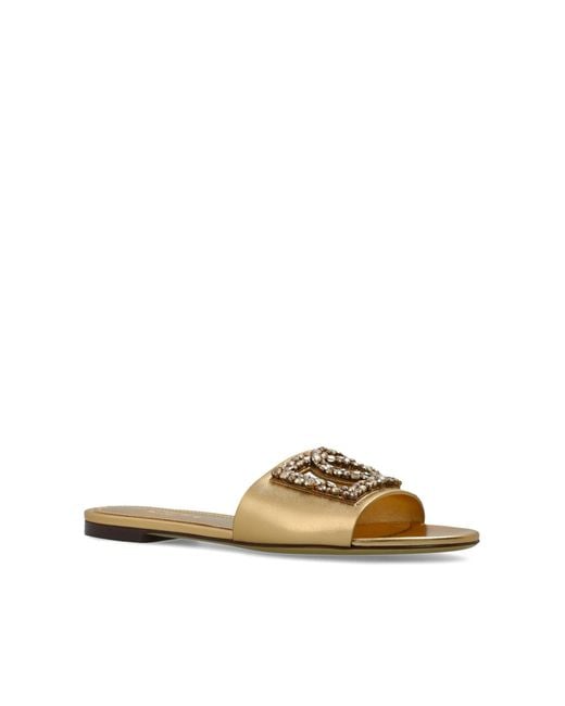 Dolce & Gabbana Metallic Round-Toe Slippers