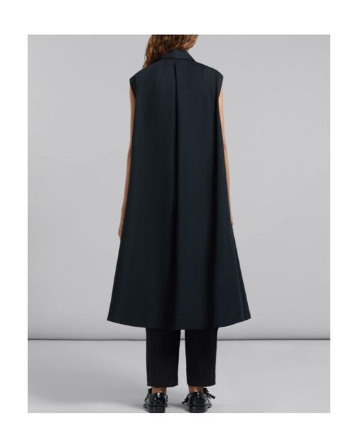 Marni Blue Sleeveless Button-Up Coat