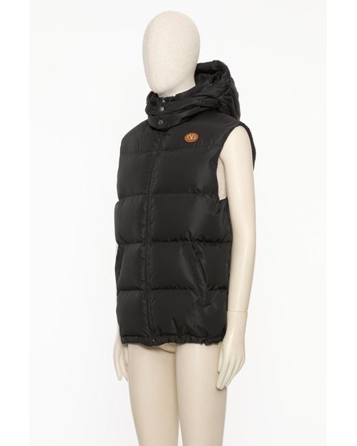 Valentino Black Vlogo Signature Zip-Up Puffer Gilet for men