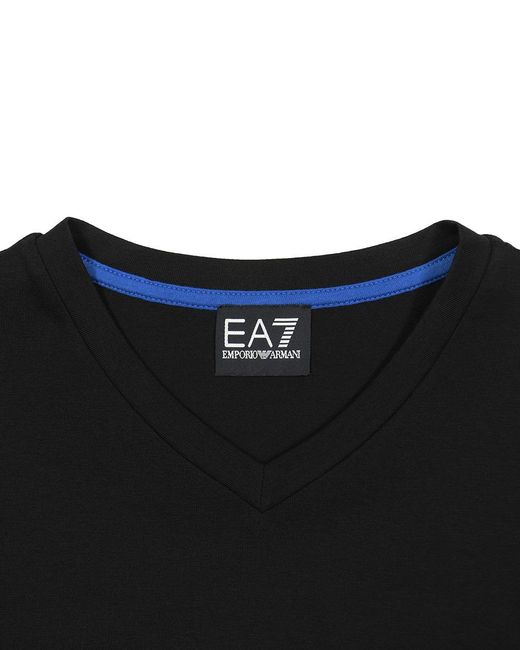 EA7 Black Logo T-Shirt With Round Neck for men