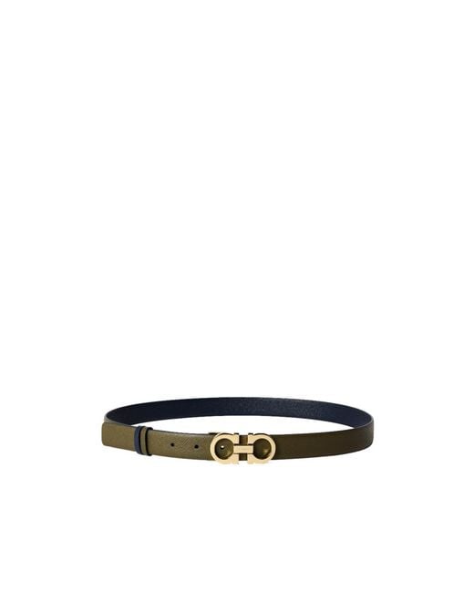 Ferragamo White Solid Color Leather Belt