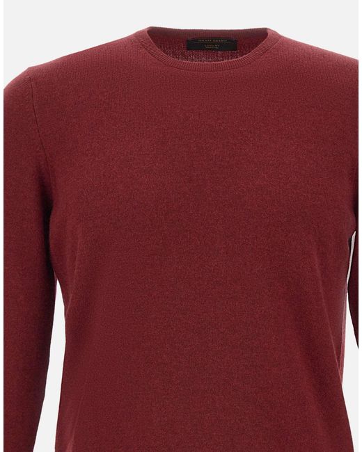 Gran Sasso Red Long Sleeved Crewneck Knitted Jumper for men