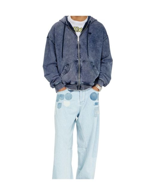 DIESEL Blue Boxt-Hood-Zip-Den Sweater for men