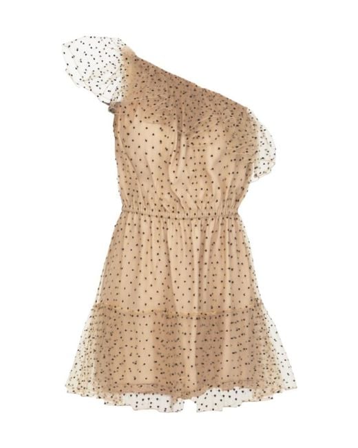 Gucci Natural Tulle Overlay One-Shoulder Minidress