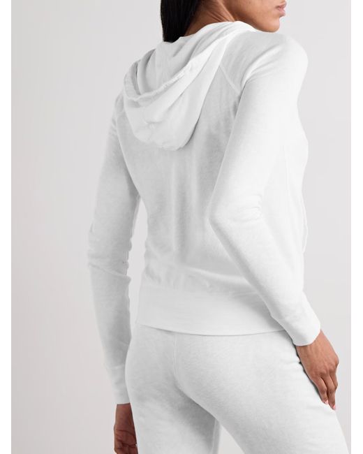 James Perse White Zipped Drawstring Hoodie