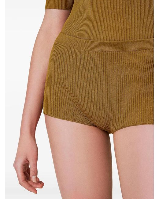 Twinset Natural Knitted Mini Shorts