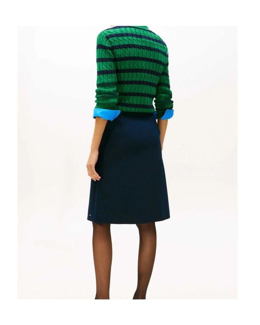 Tommy Hilfiger Blue Buttoned Midi A-Line Skirt